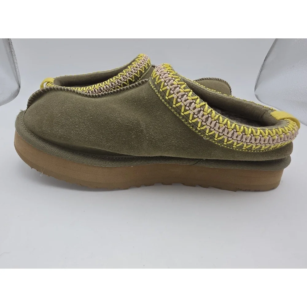 UGG Kids Tazz Slippers Suede Burnt Olive Green Youth Size 3 / Women's 5